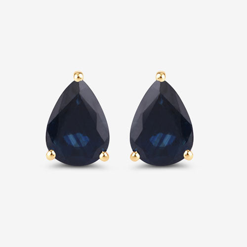 1.60 Carat Genuine Blue Sapphire 10K Yellow Gold Earrings