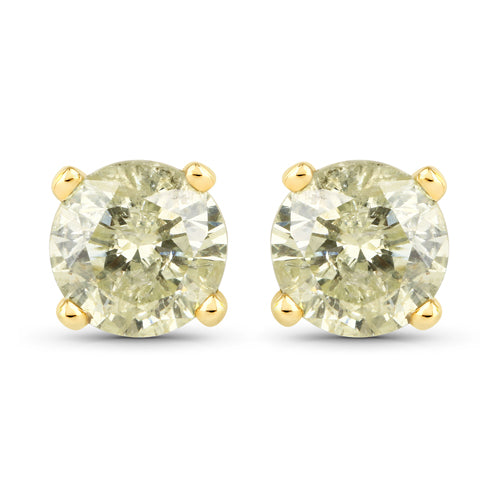 1.15 Carat Genuine LB Diamond 14K Yellow Gold Earrings