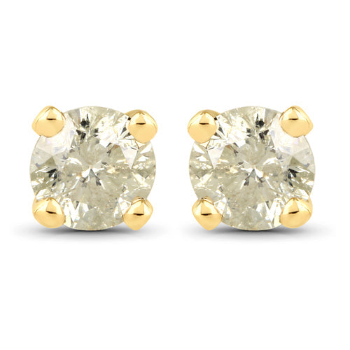 0.92 Carat Genuine LB Diamond 14K Yellow Gold Earrings