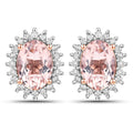 1.61 Carat Genuine Morganite and White Diamond 14K Rose Gold Earrings