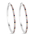 2.24 Carat Genuine Multi Sapphire .925 Sterling Silver Earrings
