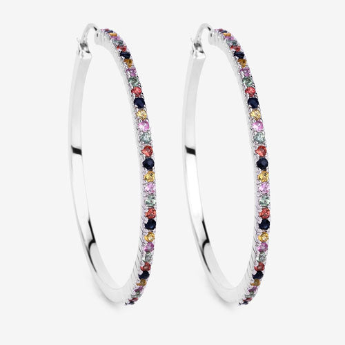 2.24 Carat Genuine Multi Sapphire .925 Sterling Silver Earrings