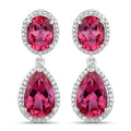 11.35 Carat Genuine Pink Topaz and White Diamond .925 Sterling Silver Earrings