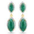 4.21 Carat Dyed Emerald and White Diamond .925 Sterling Silver Earrings