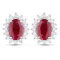 2.02 Carat Genuine Ruby and White Diamond 14K White Gold Earrings