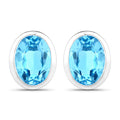 4.00 Carat Genuine Swiss Blue Topaz .925 Sterling Silver Earrings