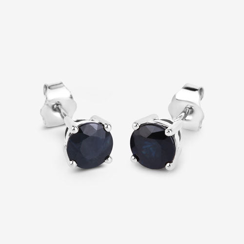 1.70 Carat Genuine Blue Sapphire 10K White Gold Earrings