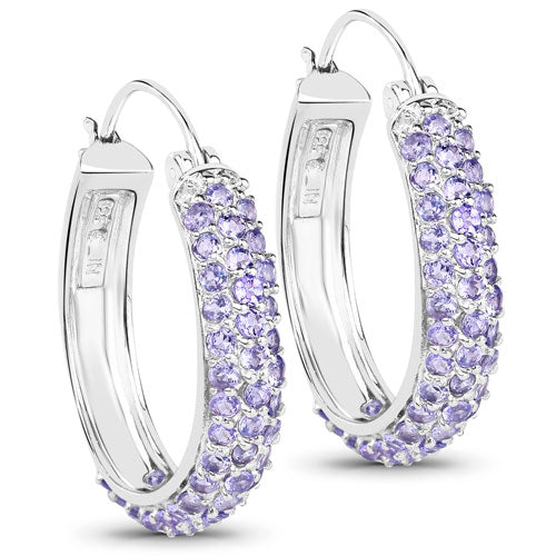 3.06 Carat Genuine Tanzanite .925 Sterling Silver Earrings
