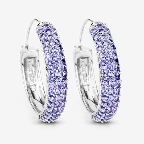 3.06 Carat Genuine Tanzanite .925 Sterling Silver Earrings