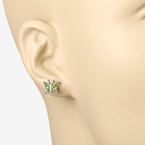 1.00 Carat Genuine Peridot .925 Sterling Silver Earrings