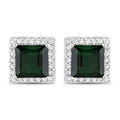 1.55 Carat Genuine Green Tourmaline and White Diamond 14K White Gold Earrings