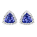 4.62 Carat Genuine Tanzanite and White Diamond 14K White Gold Earrings