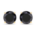 3.84 Carat Genuine Black Diamond 14K Yellow Gold Earrings