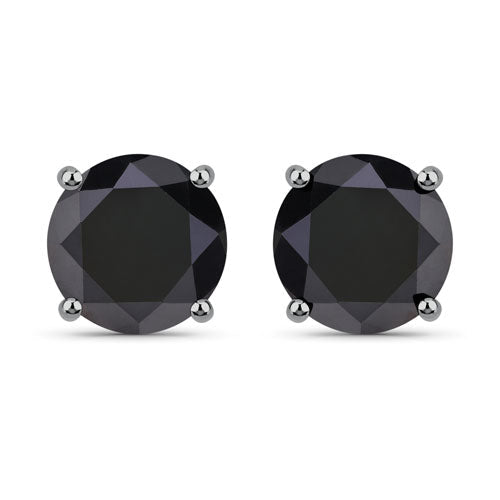 4.91 Carat Genuine Black Diamond 14K White Gold Earrings