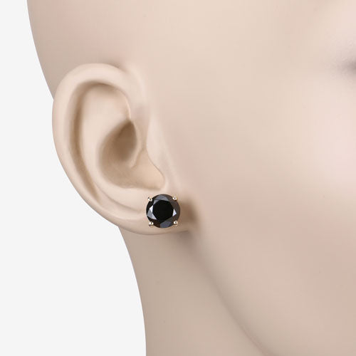 4.30 Carat Genuine Black Diamond 14K Yellow Gold Earrings