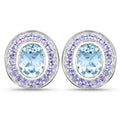 6.30 Carat Genuine Blue Topaz and Tanzanite .925 Sterling Silver Earrings