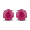 0.86 Carat Genuine Ruby 14K White Gold Earrings