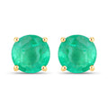 0.72 Carat Genuine Zambian Emerald 10K Yellow Gold Earrings