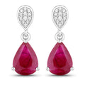 2.46 Carat Genuine Ruby and White Diamond 14K White Gold Earrings
