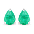 0.70 Carat Genuine Zambian Emerald 14K White Gold Earrings