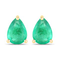 0.70 Carat Genuine Zambian Emerald 14K Yellow Gold Earrings