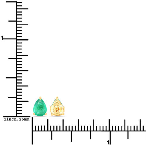 0.70 Carat Genuine Zambian Emerald 14K Yellow Gold Earrings