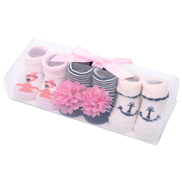 Cute Cartoon Polka Dot Baby Socks with Bow Set