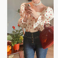 Slim Fit Square Neck French Puff Sleeve Shirt