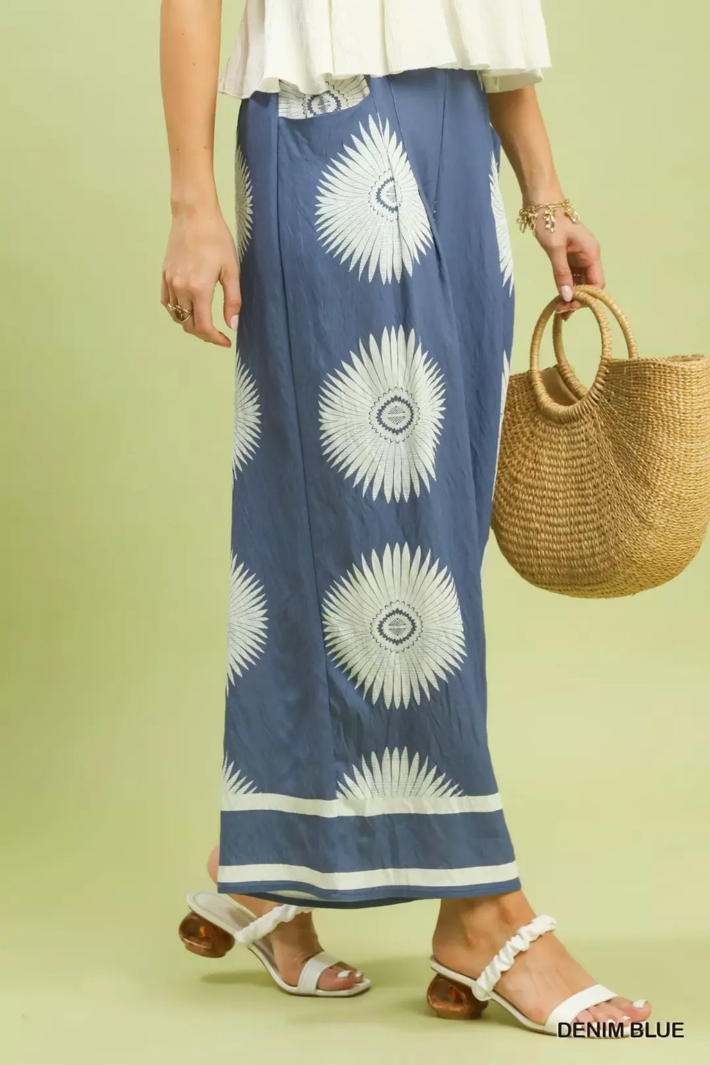 Umgee Abstract Border Print Wide Leg Pants