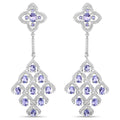 3.90 Carat Genuine Tanzanite and White Topaz .925 Sterling Silver Earrings