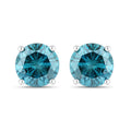 0.81 Carat Genuine Blue Diamond 14K White Gold Earrings