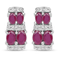3.20 Carat Glass Filled Ruby .925 Sterling Silver Earrings