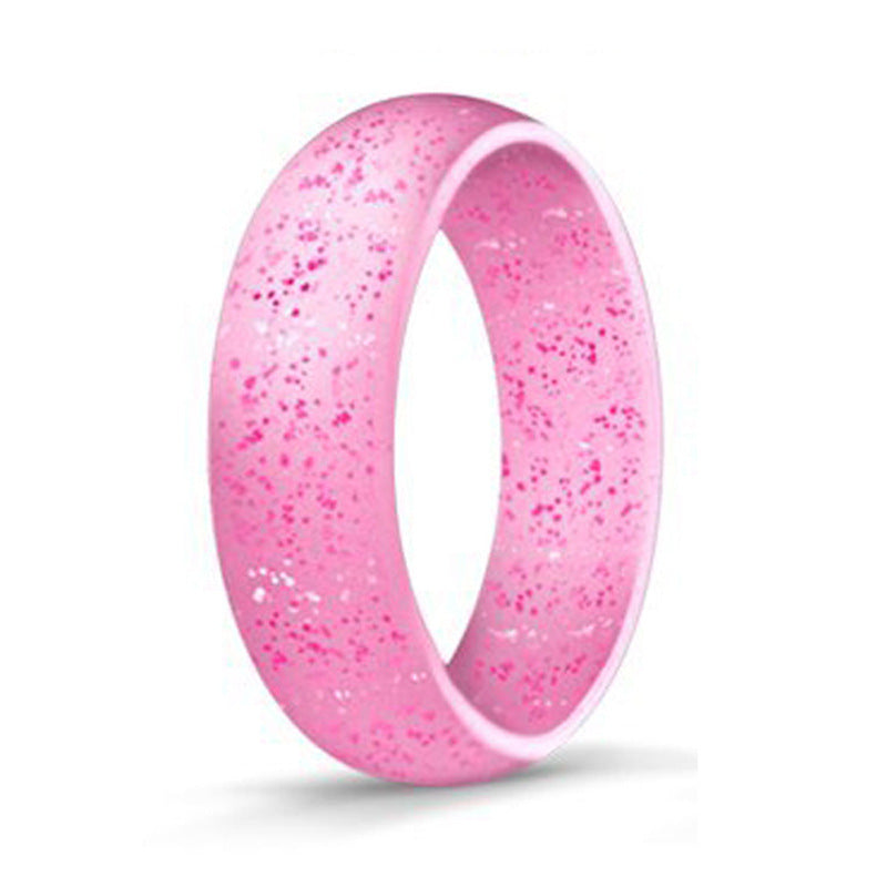5.7mm Wide New Silicone Ring with Glitter for Women