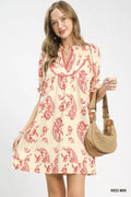 Umgee Mix Paisley Scallop Trim Dress