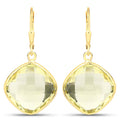 21.40 Carat Genuine Lemon Quartz .925 Sterling Silver Earrings