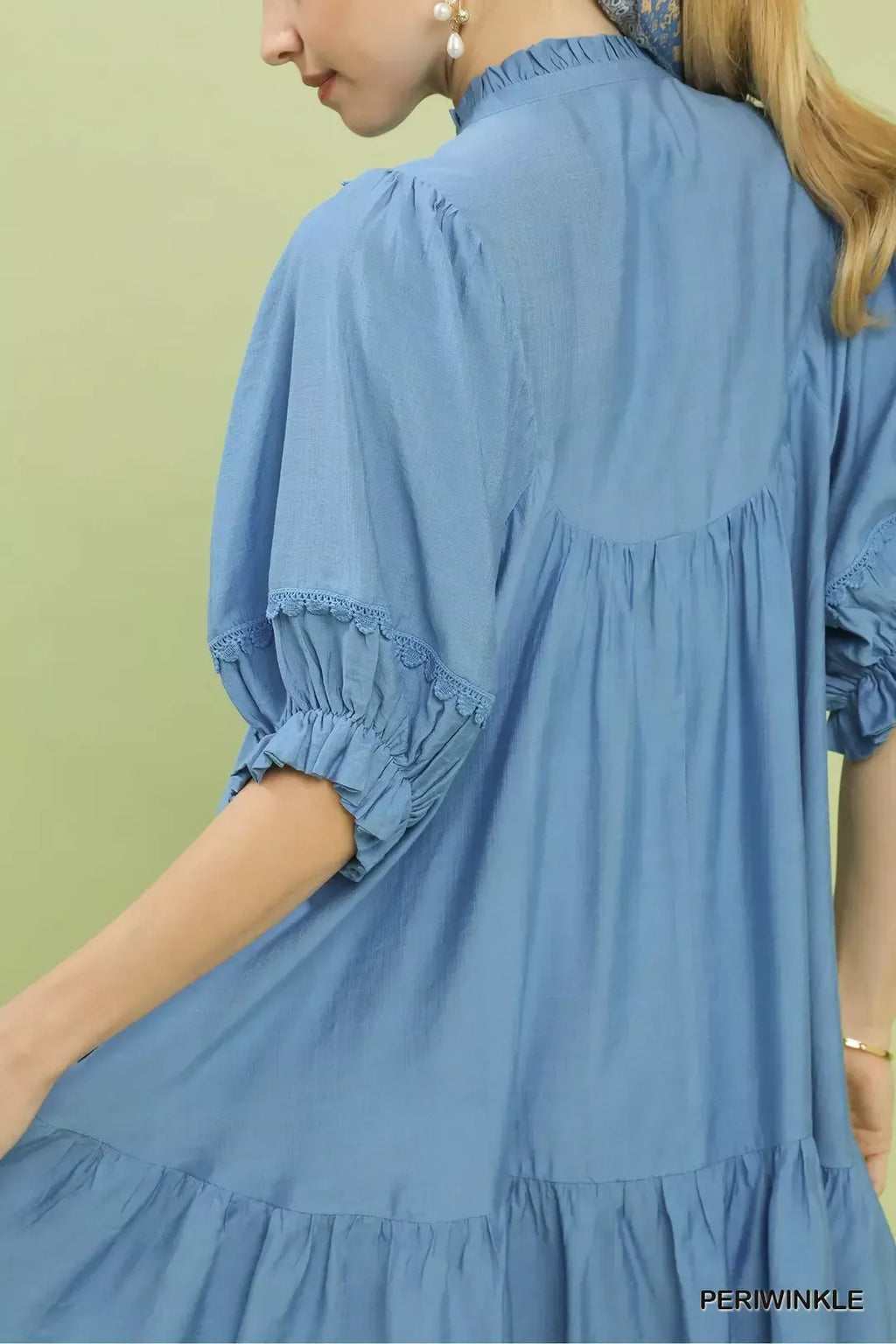 Umgee Smocked Bib Ruffle Hem Babydoll Dress