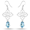 12.14 Carat Genuine Swiss Blue Topaz .925 Sterling Silver Earrings