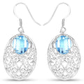 10.72 Carat Genuine Blue Topaz .925 Sterling Silver Earrings