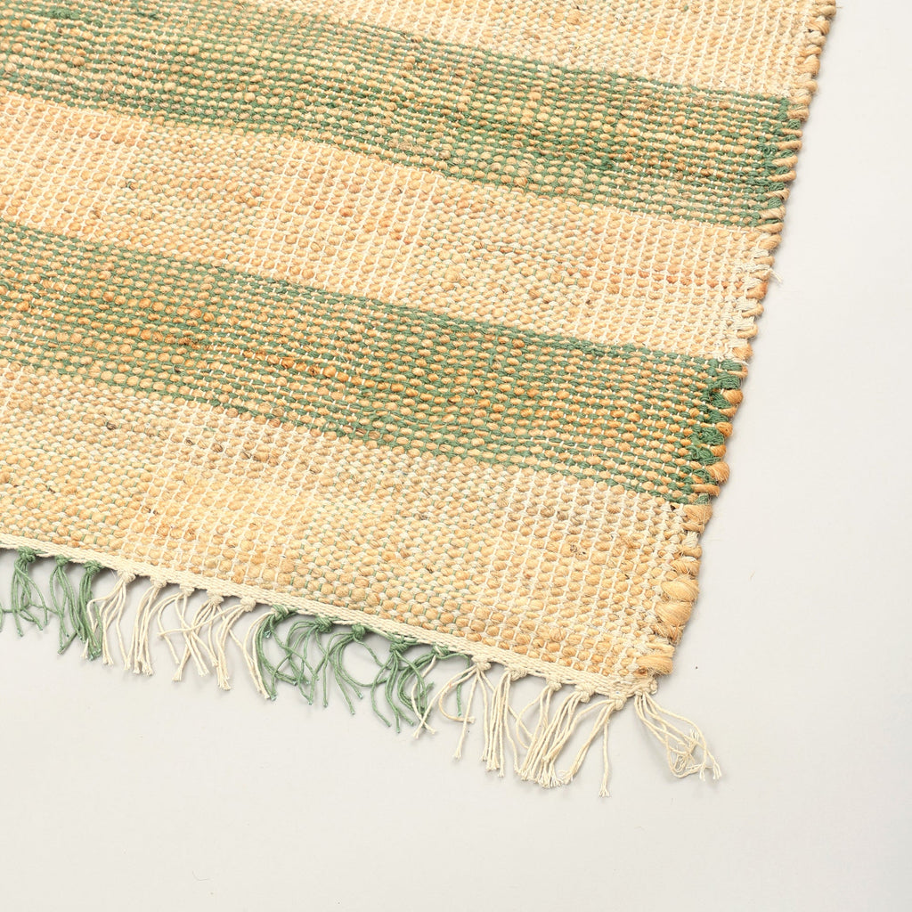 Area Rug, Jute Rug, Durable Green Plaid Rug, 8X10 ft