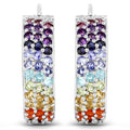 8.79 Carat Genuine Multi Stones .925 Sterling Silver Earrings