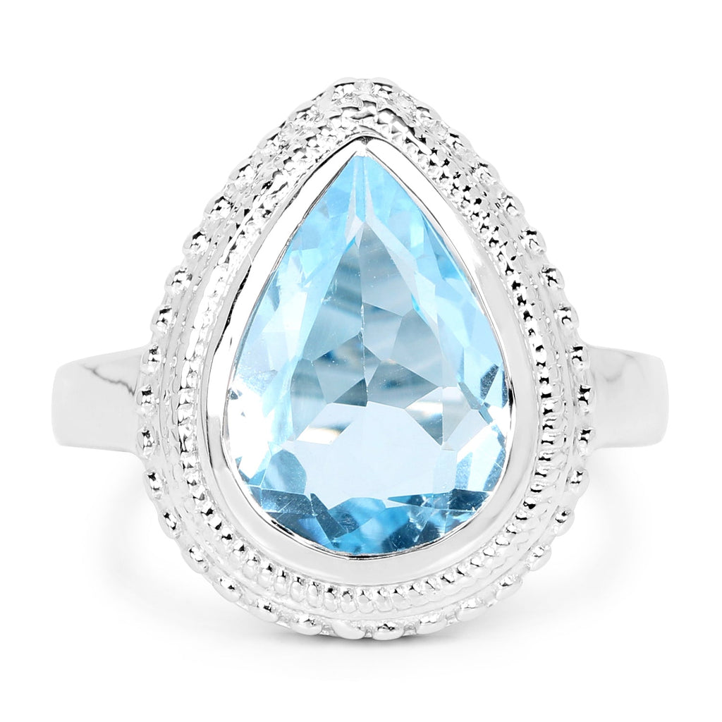 5.30 Carat Genuine Blue Topaz .925 Sterling Silver Ring