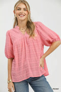Umgee Textured Puff Sleeve Blouse