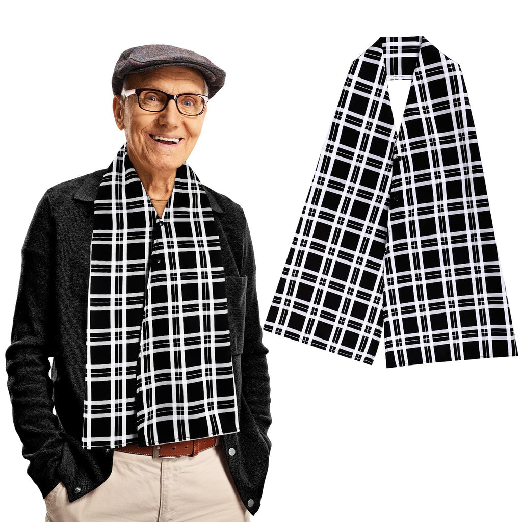 Tarpop Adult Bib Scarf Washable and Reusable Dining Clothing Protector Adult Bib for Elderly Senior Citizens Men Women Eating (Plaid)