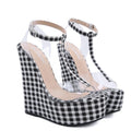 2020 New Simple Plaid Wedge Sandals Size 35-42