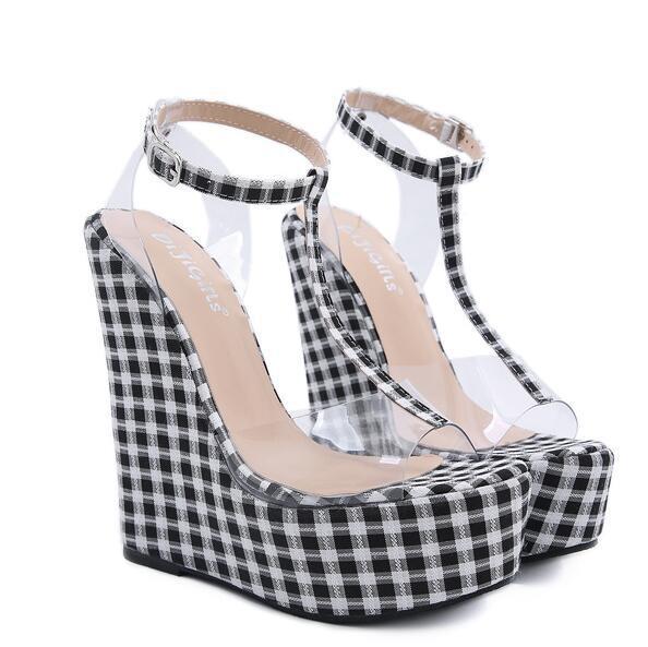 2020 New Simple Plaid Wedge Sandals Size 35-42
