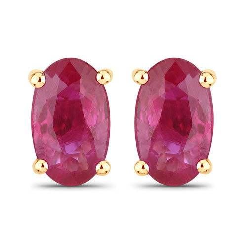 0.54 Carat Genuine Ruby 14K Yellow Gold Earrings