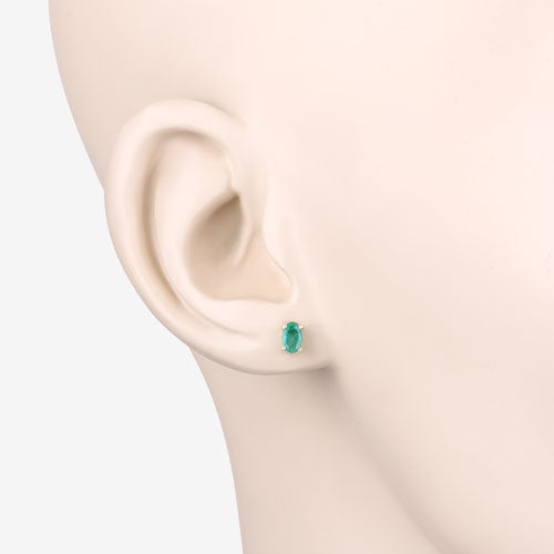 0.38 Carat Genuine Zambian Emerald 10K Yellow Gold Earrings