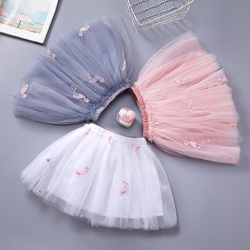 Girls' Mesh Pleated Princess Skirt for Ages 4-7