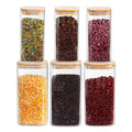 SAIOOL （Square High Borosilicate Glass Food Canisters Set of 6，50OZ*3+27OZ*3， Kitchen Pantry Storage Container for Noodles Flour Cereal Coffee Tea