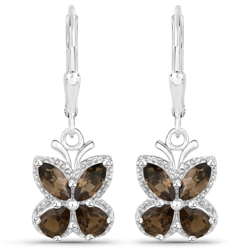 2.20 Carat Genuine Smoky Quartz .925 Sterling Silver Earrings